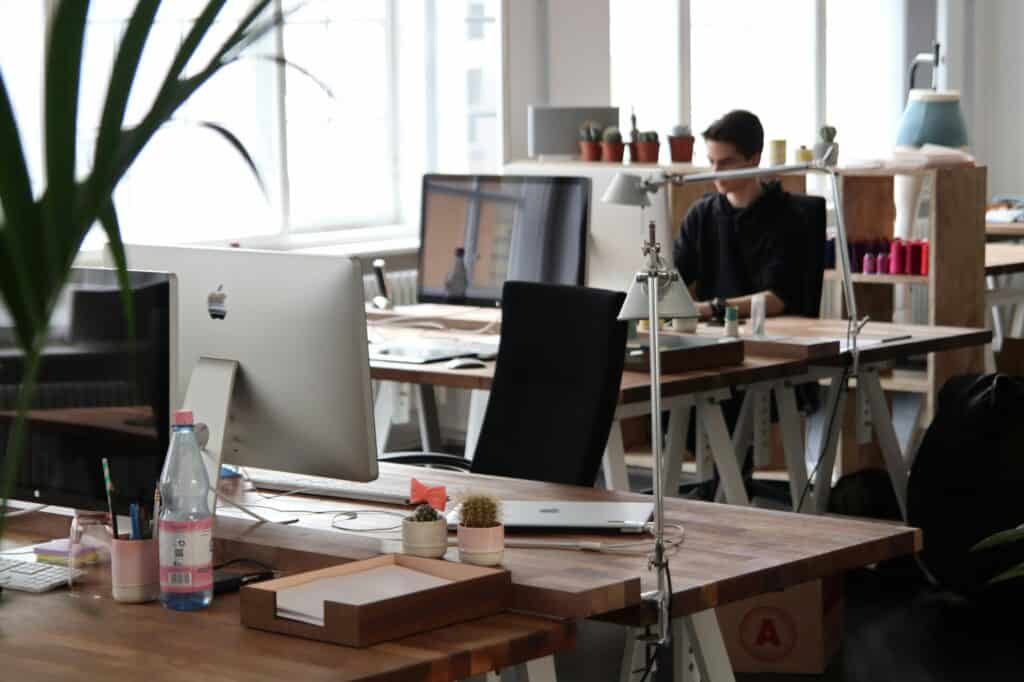 An employee is left working in their new office