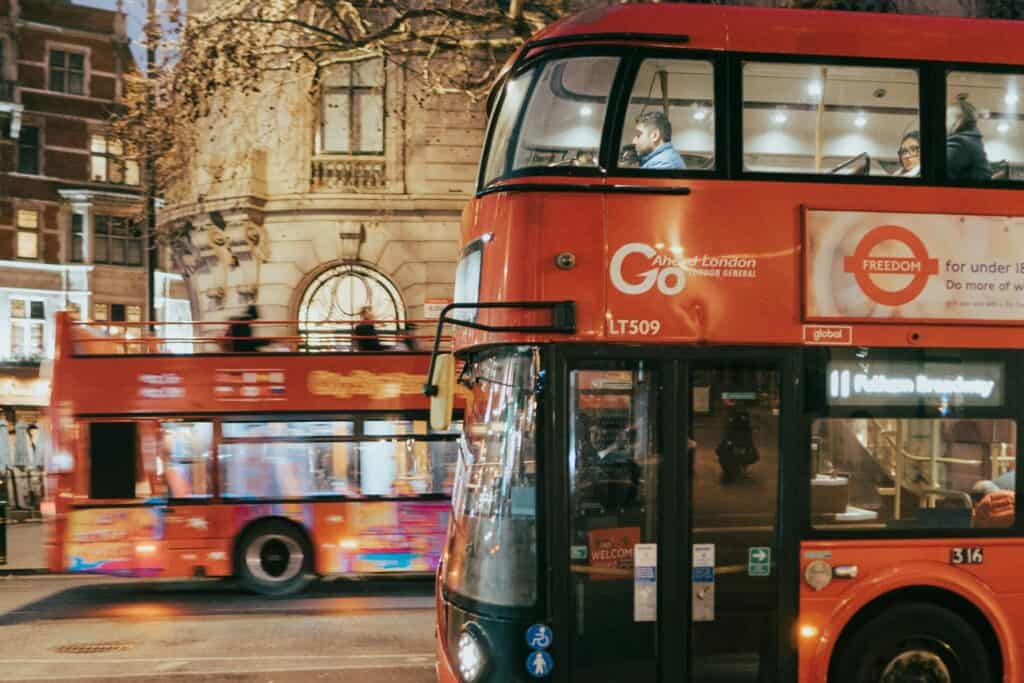 The night buses full of passengers